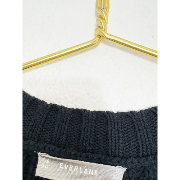 Everlane Texture Cotton Crewneck Sweater Size Small Black Fisherman Grandpa - Picture 5 of 11
